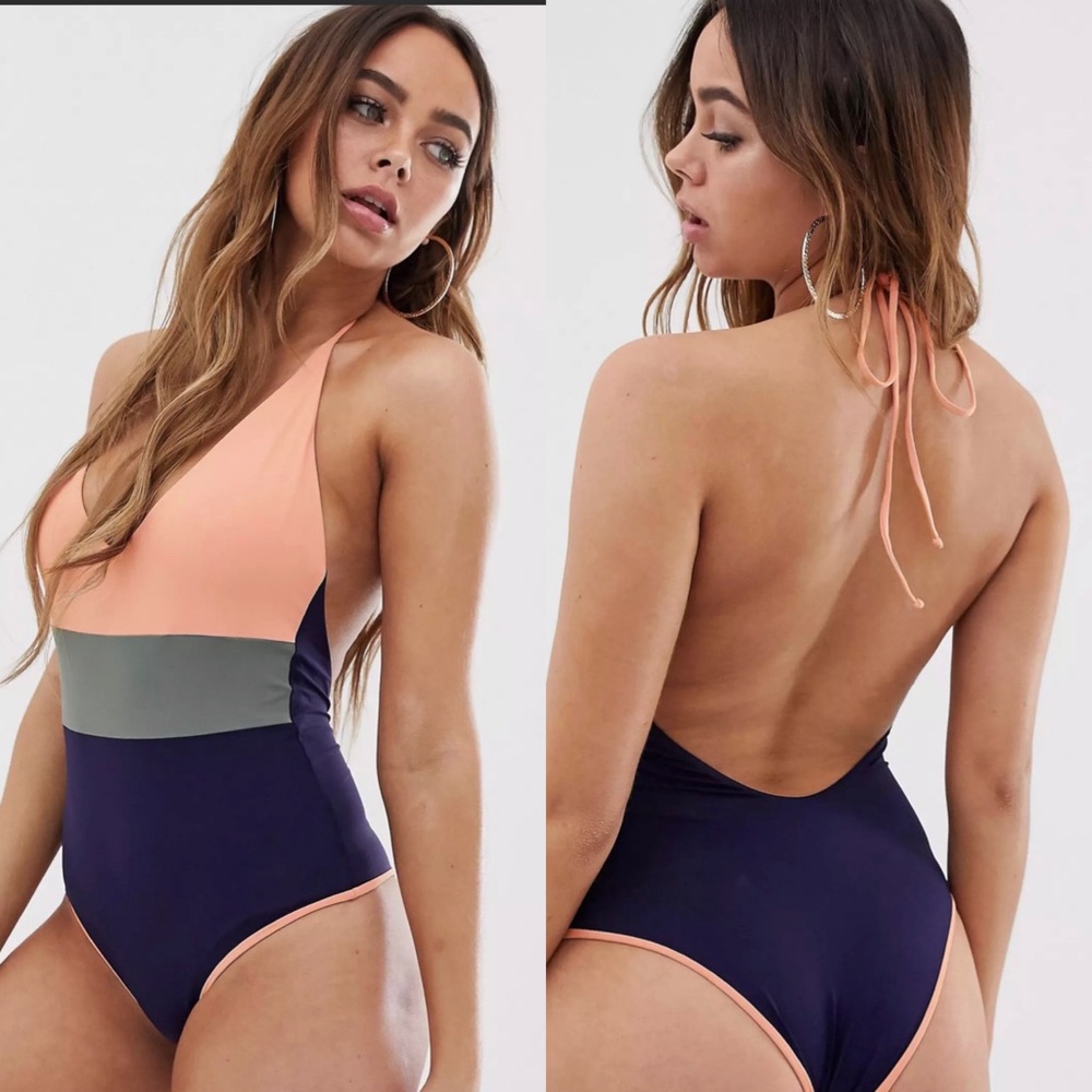 Tavik Chase one piece colour block swimsuit desert Clay
